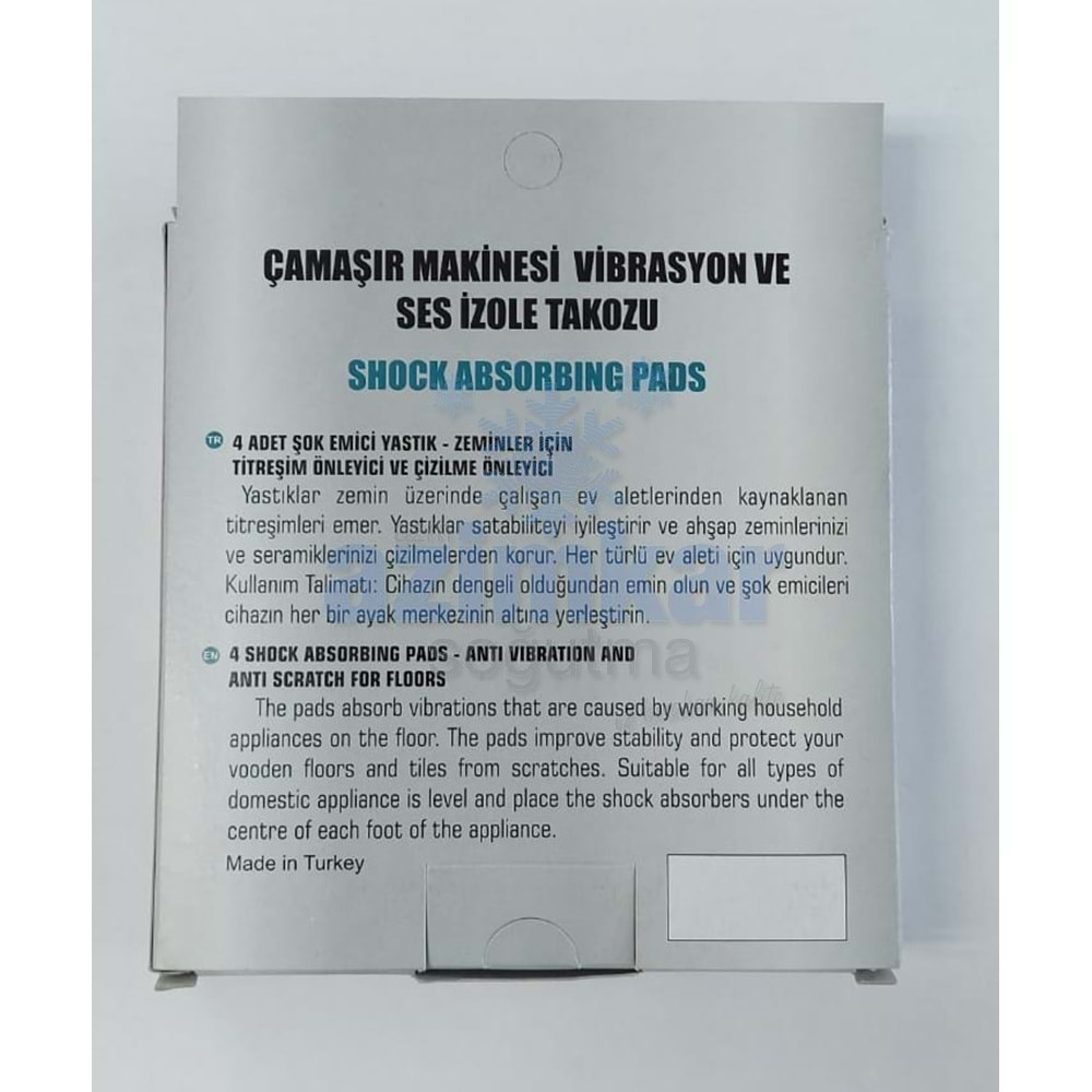 ÇAMAŞIR MAKİNESİ VİBRASYON TİTREŞİM VE SES İZOLE TAKOZU 4 LÜ PK