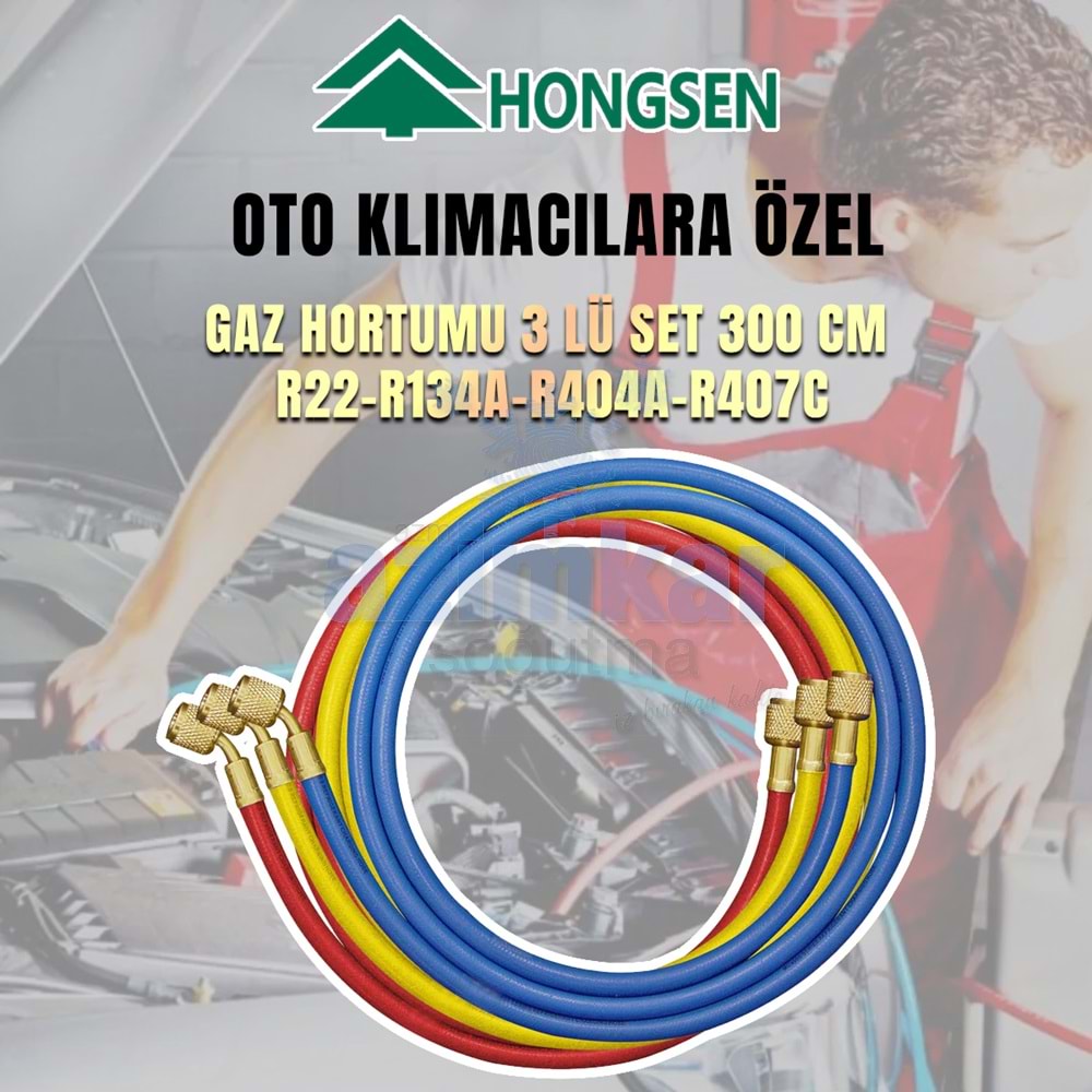 HONGSEN GAZ HORTUMU 3 LÜ SET 300 CM R22-R134A-R404A-R407C
