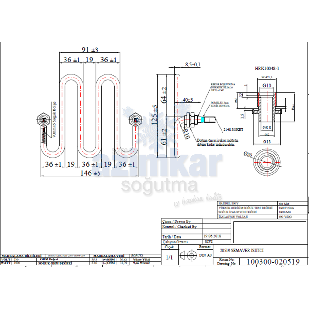SEMAVER REZİSTANS 20519 1500W 220V