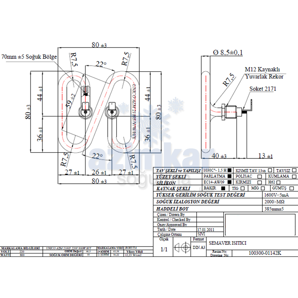 SEMAVER REZİSTANS KÖŞELİ 1142K 800W 220V