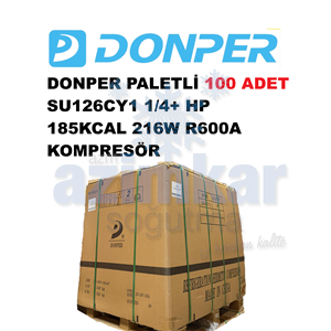 DONPER PALETLİ 100 ADET SU126CY1 1/4+ HP 185KCAL 216W R600A KOMPRESÖR