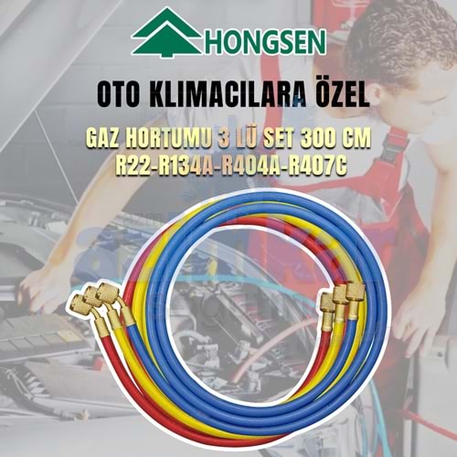 HONGSEN GAZ HORTUMU 3 LÜ SET 300 CM R22-R134A-R404A-R407C